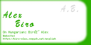 alex biro business card